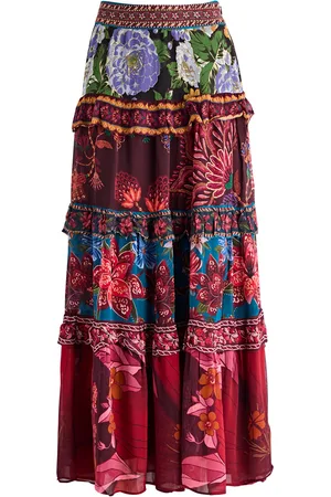 Farm Rio Ruffled Floral-print Chiffon Maxi Skirt - - M (UK12 / M)