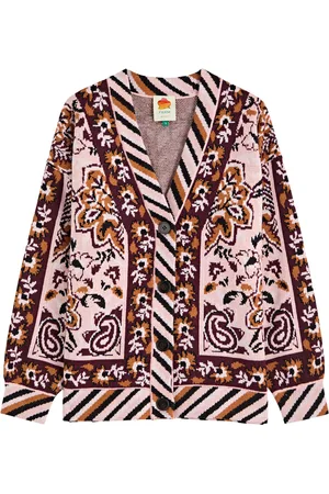 Farm Rio Glam Tapestry Patterned-intarsia Knitted Cardigan - - L (UK14 / L)