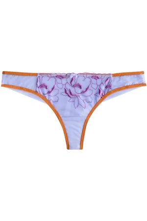 Dora Larsen Eartha Embroidered Mesh Thong - - 6 (UK6 / XS) - 6 (UK6 /xs)