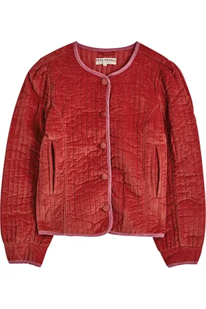 Free People Natalia Quilted Velvet Jacket - - M (UK 12-14 / M)