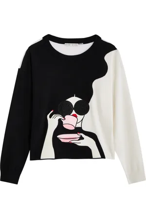 ALICE+OLIVIA Gleeson Stace Face Embellished Stretch-wool Jumper - - M (UK12 / M)