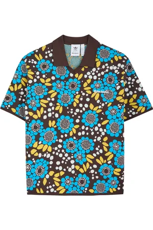 adidas Logo Floral-intarsia Knitted Polo Shirt - - L