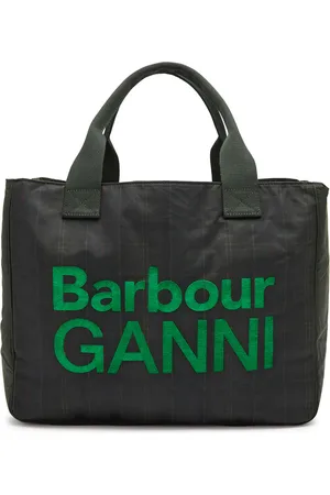 BARBOUR X GANNI X Ganni Logo-embroidered Tartan Waxed Canvas Tote - - One Size