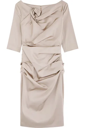 TALBOT RUNHOF Gathered Satin Dress - - 36 (UK10 / S)