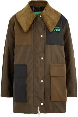 BARBOUR X GANNI X Ganni Duffle Panelled Waxed Cotton Coat - - 16 (UK16 /xl)