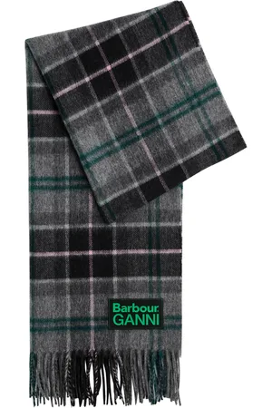 BARBOUR X GANNI X Ganni Logo Checked Wool Scarf - - One Size