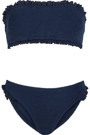 Hunza G Tracey Ruffled Seersucker Bandeau Bikini - - One Size