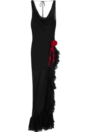 De La Vali Azura Ruffled Sheer Silk-chiffon Maxi Dress - - 10 (UK10 / S)