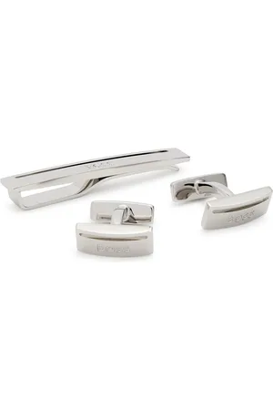 HUGO BOSS Logo-engraved tie pin and Cufflink set - - One Size