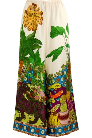 ALÉMAIS Tiger Printed Wide-leg Silk Trousers - - 12 (UK12 / M)