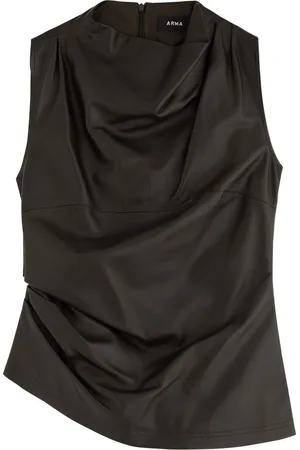 arma leder Sarande Gathered Asymmetric Leather top - - 42