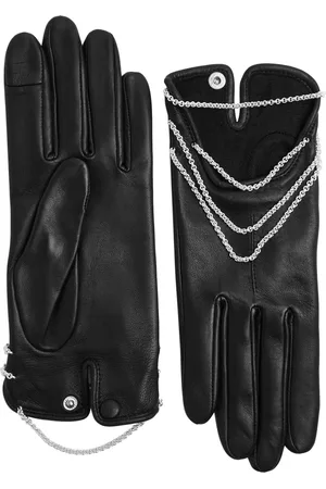 AGNELLE Celeste Chain-embellished Leather Gloves - - 7.5 (M)