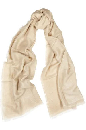 AMA Pure Sand Embellished Cashmere Scarf