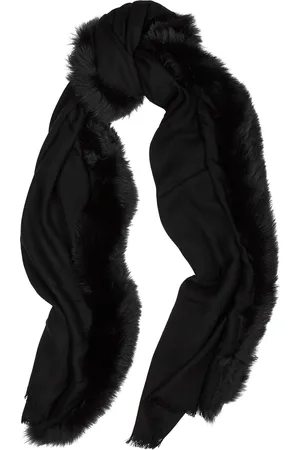 AMA Pure Fur-trimmed Wool Scarf