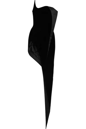 MUGLER Asymmetric One-shoulder Velvet Mini Dress - - 36 (UK8 / S)