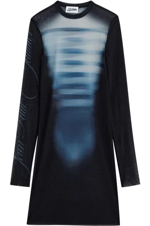 Jean Paul Gaultier Printed Sheer Tulle Mini Dress - - L (UK14 / L)