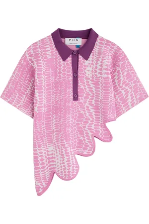 PH5 Ebony Wavy Asymmetric Knitted Polo Shirt - - M (UK12 / M)