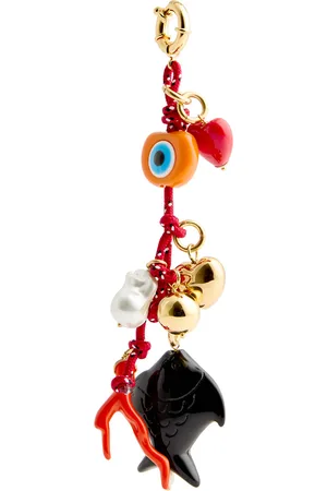Timeless Pearly Charm-embellished 24kt Gold-plated Keyring - - One Size
