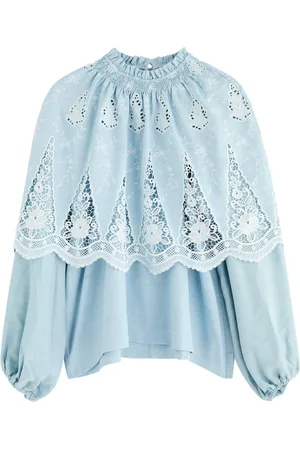 LUG VON SIGA Artemis Broderie Anglaise Woven Cape Blouse - - 38 (UK10 / S)