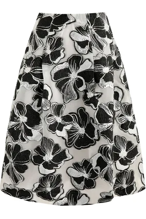 STINE GOYA Floral-jacquard Organza Midi Skirt - - L (UK14 / L)