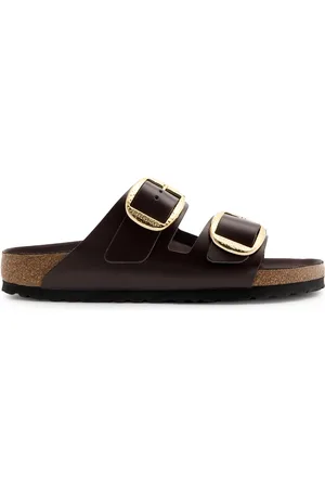 Birkenstock Arizona Big Buckle Glossed Leather Sliders - - 36 (IT36/ UK3)