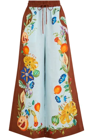 ALÉMAIS Dahlia Printed Wide-leg Flax Trousers - - 12 (UK12 / M)