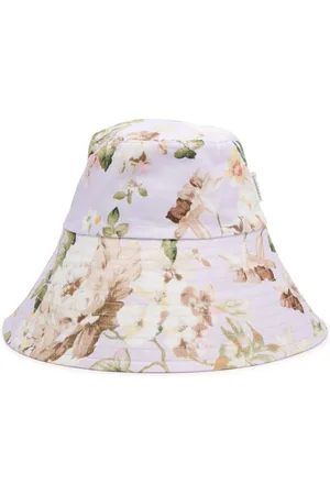 ZIMMERMANN Printed Wide-brim Linen Bucket hat - - One Size