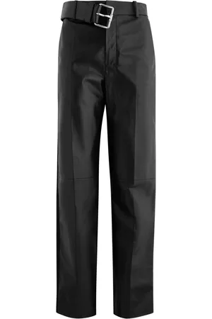 Loewe Womens Belted Leather Trousers, Straight Leg, UK10/S - 38 (UK10 / S)