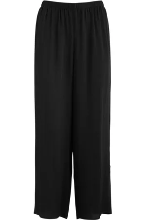 Eileen Fisher Cropped Wide-leg Silk Trousers - - L (UK 18-20 /xl)