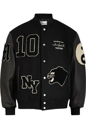 Mki Miyuki-Zoku Appliquéd Wool-blend and Leather Varsity Jacket - - M