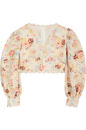 Marlo Kids Holiday Floral-print Broderie Anglaise Cotton top
