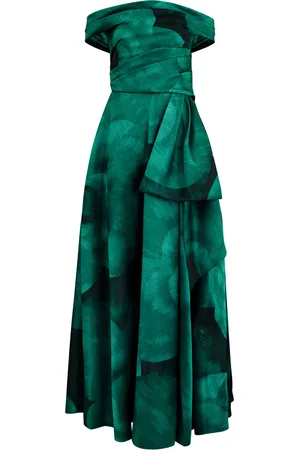 TALBOT RUNHOF Floral-jacquard Off-the-shoulder Satin Gown - - 36 (UK10 / S)