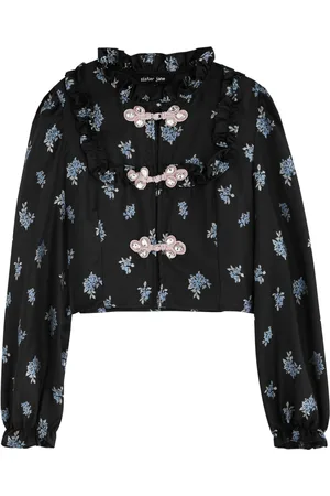 Sister Jane Onyx Floral-jacquard Woven Blouse - - 12 (UK12 / M)