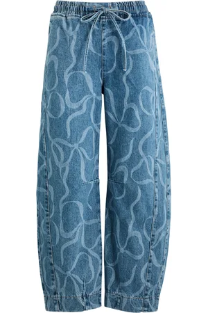 Damson Madder Felix Bow-print Barrel-leg Jeans - - 12 (UK12 / M)