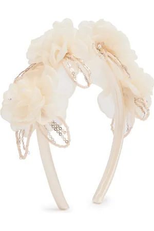 Self-Portrait Kids Floral-embellished Satin Headband