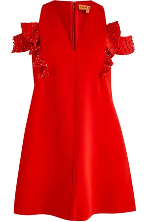 STINE GOYA Ruffled Crystal-embellished Crepe Mini Dress - - XS (UK6 /xs)