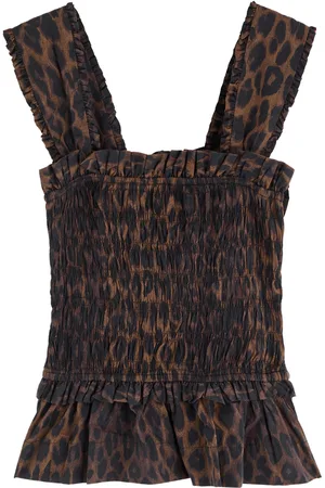 Damson Madder Tish -print Smocked Cotton Tank - 14 (UK14 / L)