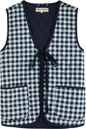 Free People Claudine Gingham Cotton Gilet - - L (UK16-UK18 / L)