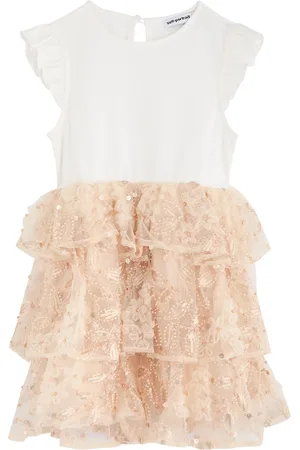 Self-Portrait Kids Embellished Jersey and Tulle Dress