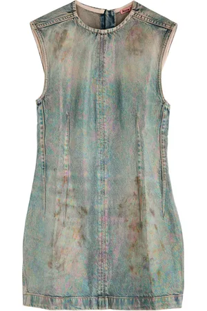 Acne Studios Distressed Foiled Denim Mini Dress - - 38 (UK10 / S)