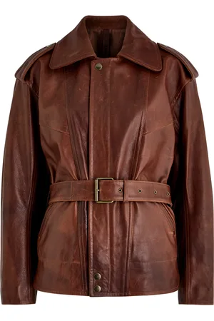 PETAR PETROV Superbad Distressed Belted Leather Jacket - - S (UK8-10 / S)