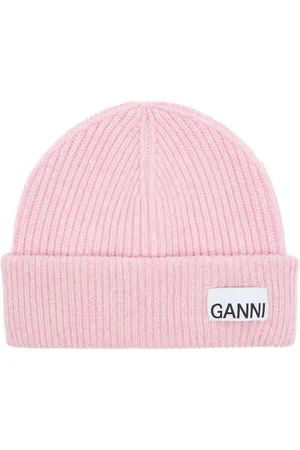 Ganni Logo Ribbed Wool-blend Beanie - - One Size