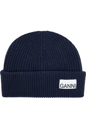 Ganni Logo Ribbed Wool-blend Beanie - - One Size