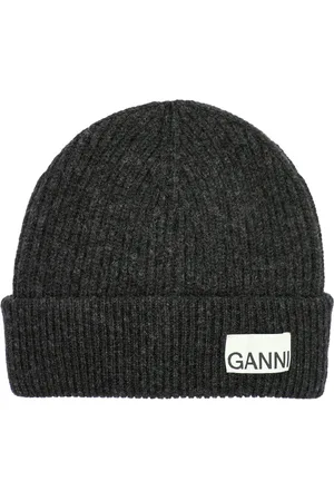 Ganni Logo Ribbed Wool-blend Beanie - - One Size