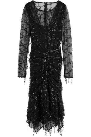 Paris Georgia Bianca Fringed Tulle Midi Dress - - L (UK14 / L)