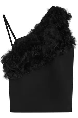 Totême One-shoulder Shearling and Woven top - - 38 (UK10 / S)