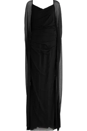 TALBOT RUNHOF Cape-effect Crystal-embellished Tulle Gown - - 38 (UK12 / M)