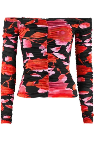 BLUMARINE Printed Off-the-shoulder Stretch-jersey top - - 42 (UK10 / S)