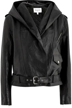 Alaïa Hooded Leather Biker Jacket - - 36 (UK8 / S)