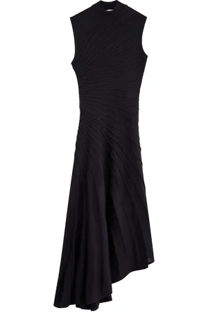 Alaïa Asymmetric Ribbed Wool Midi Dress - - 34 (UK6 / XS)